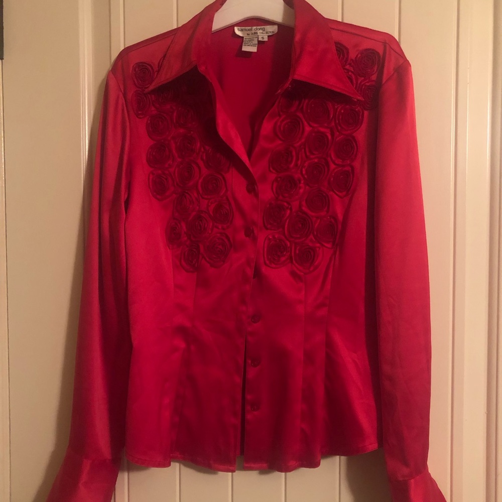 Beautiful Satin shirt with Rosette detail